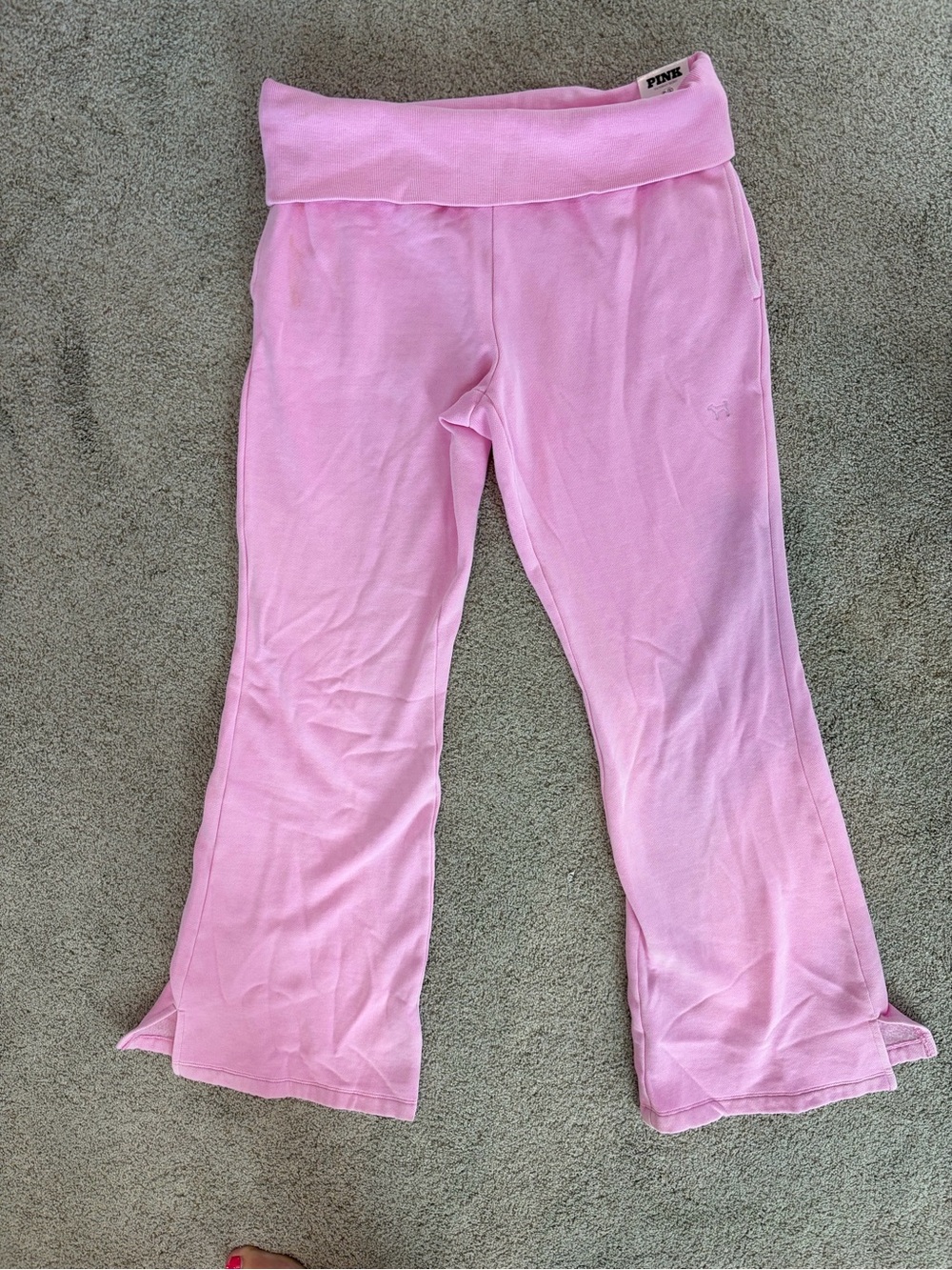 Victoria’s Secret PINK Foldover Flare Sweatpants Pink M Regular NWT